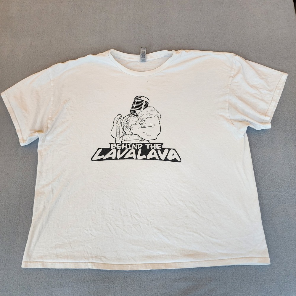 Gildan Heavy Cotton Behind the Lavalava Graphic T-Shirt White Mens 3XL Short Slv